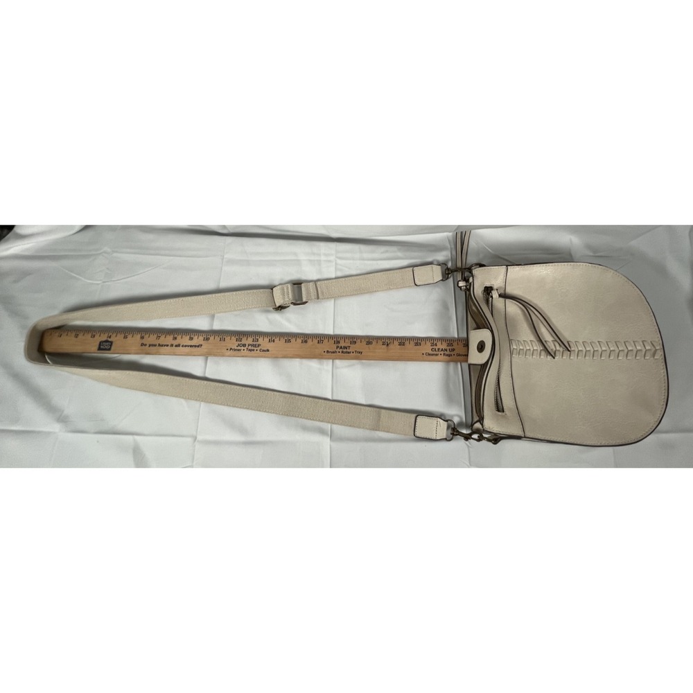Crossbody Bag Beige Faux Leather